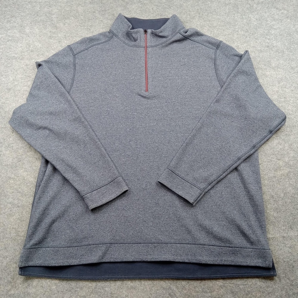 Tommy Bahama Sweatshirt Mens 2XL Gray Reversible Quarter Zip Pullover Mock Neck